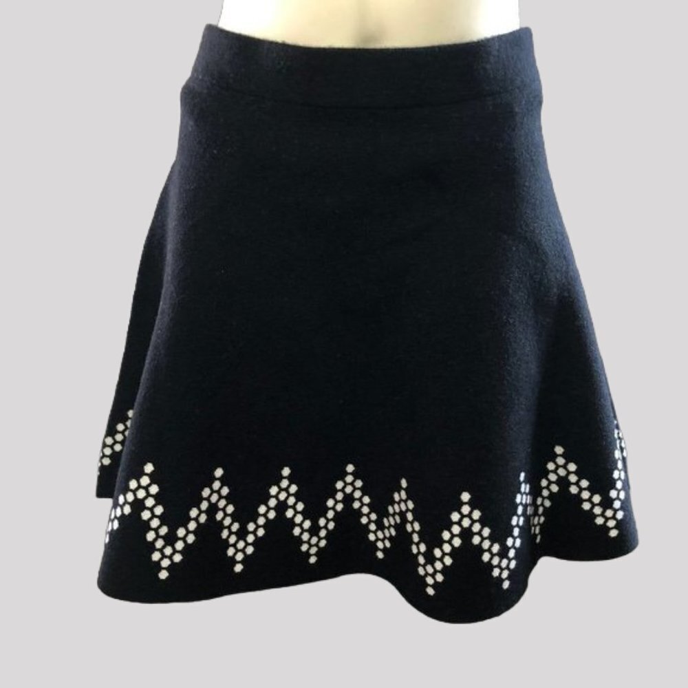 Candies Black Flared Mini Skirt with White Chevron Pattern Large